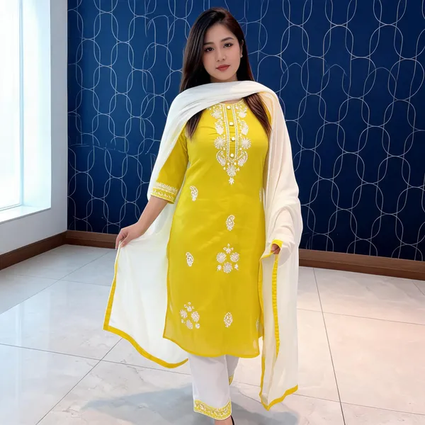 Lemon_Cotton_Kurta_Set_For_Women