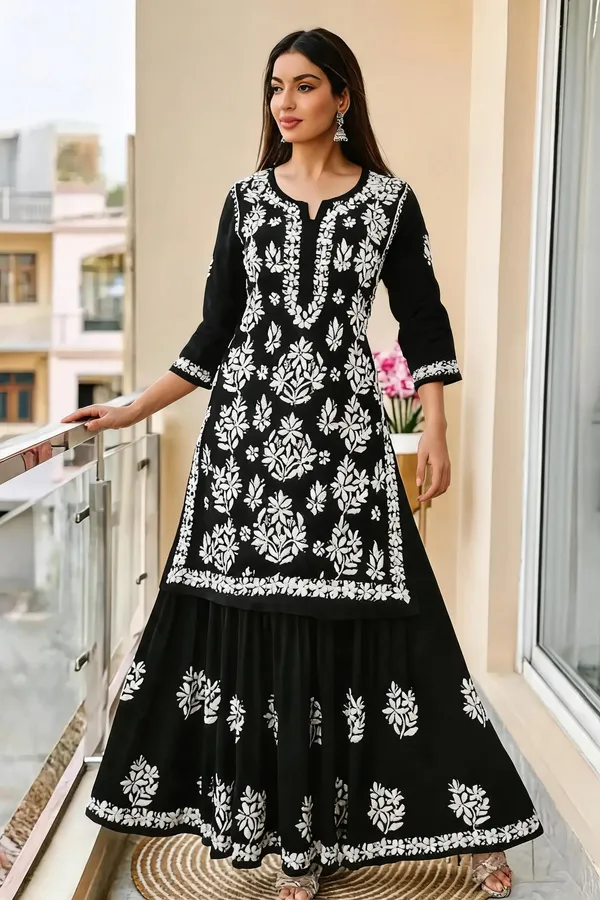 Black_Cotton_Kurta_Set_For_Women