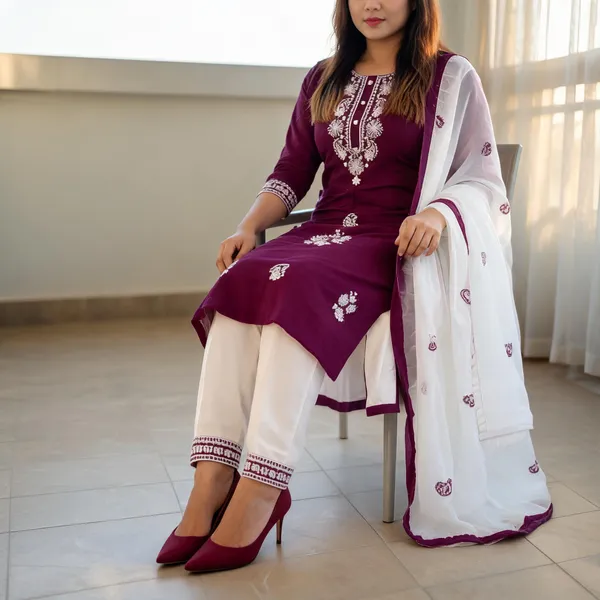 Wine_Cotton_Kurta_Set_For_Women