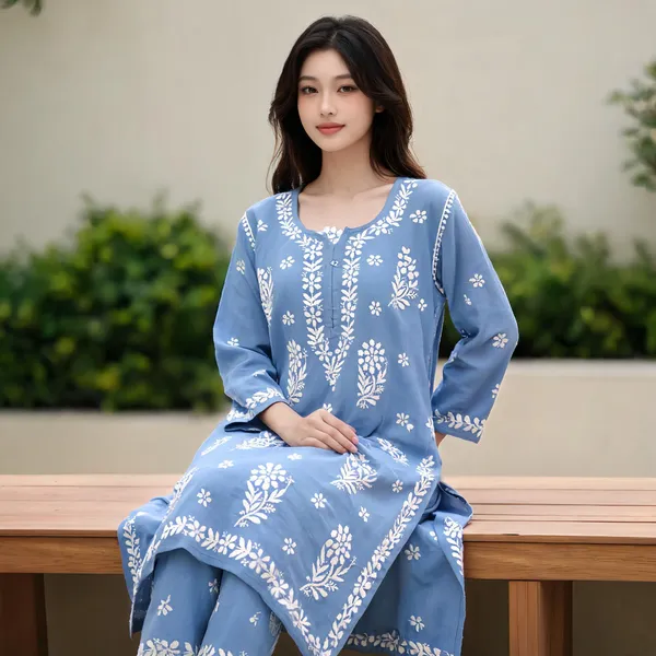 Sky_Blue_Cotton_Kurta_Set_For_Women