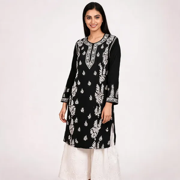 Black_Cotton_Palazzo_Kurta_Set_For_Women