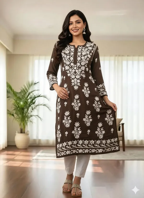 Brown_Cotton_Kurta_Set_For_Women