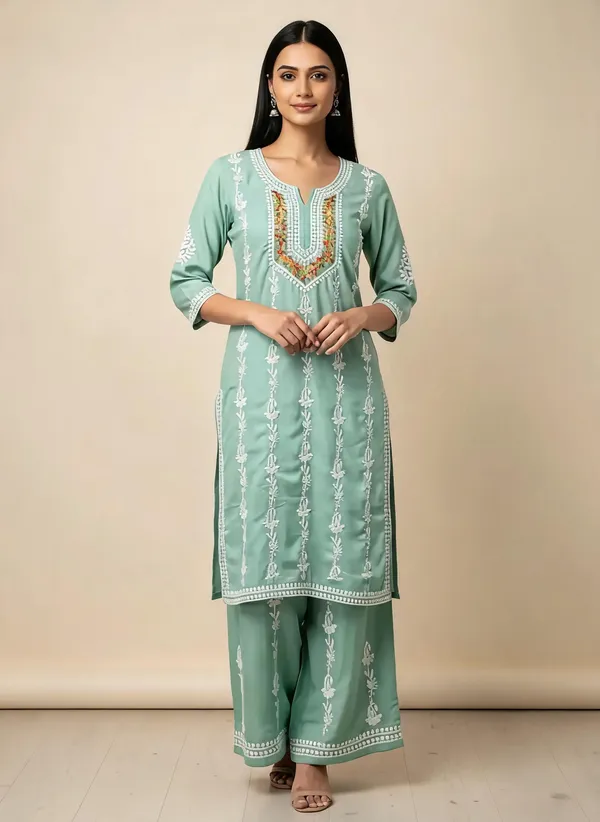 Green_Cotton_Palazzo_Kurta_Set_For_Women