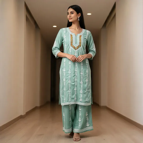 Green_Cotton_Palazzo_Kurta_Set_For_Women