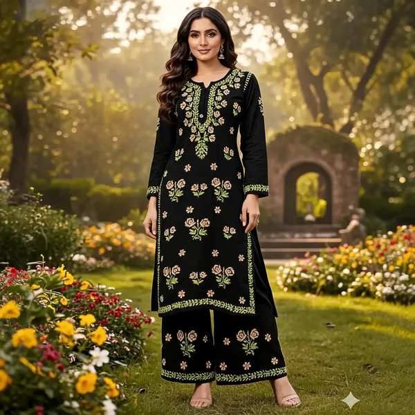 Black_Cotton_Kurta_Set_For_Women