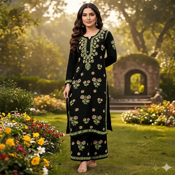 Black_Cotton_Kurta_Set_For_Women