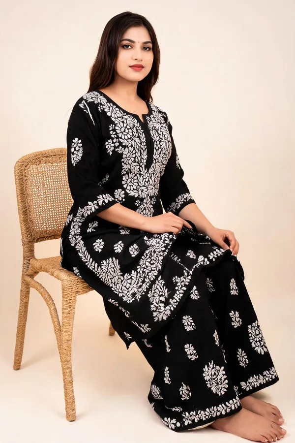 Black_Cotton_Kurta_Set_For_Women