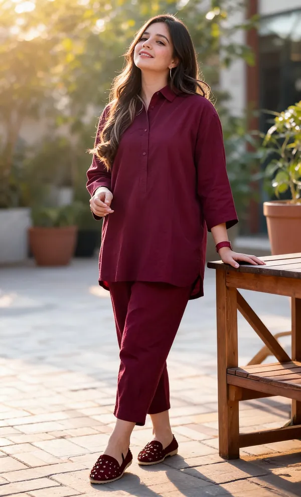 Maroon_Cotton_Kurta_Set_For_Women