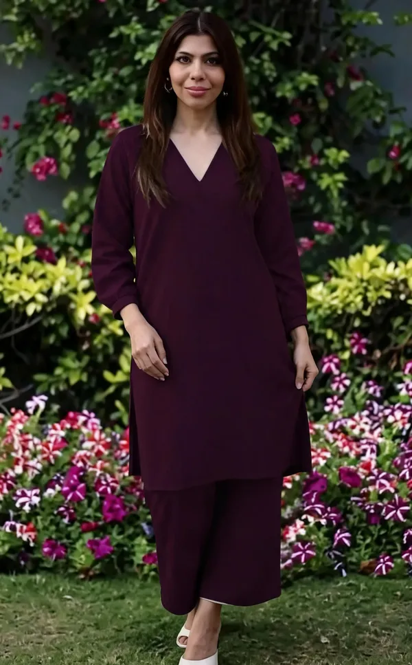 Wine_Cotton_Kurta_Set_For_Women