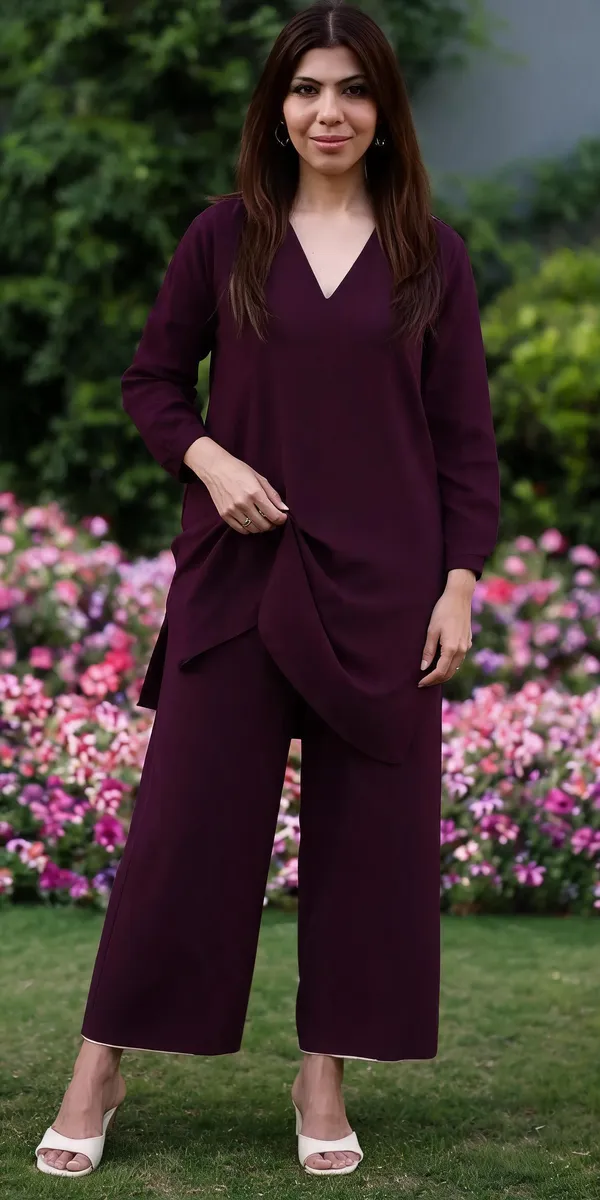 Wine_Cotton_Kurta_Set_For_Women