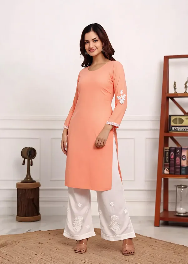 Peach_Cotton_Kurta_Set_For_Women