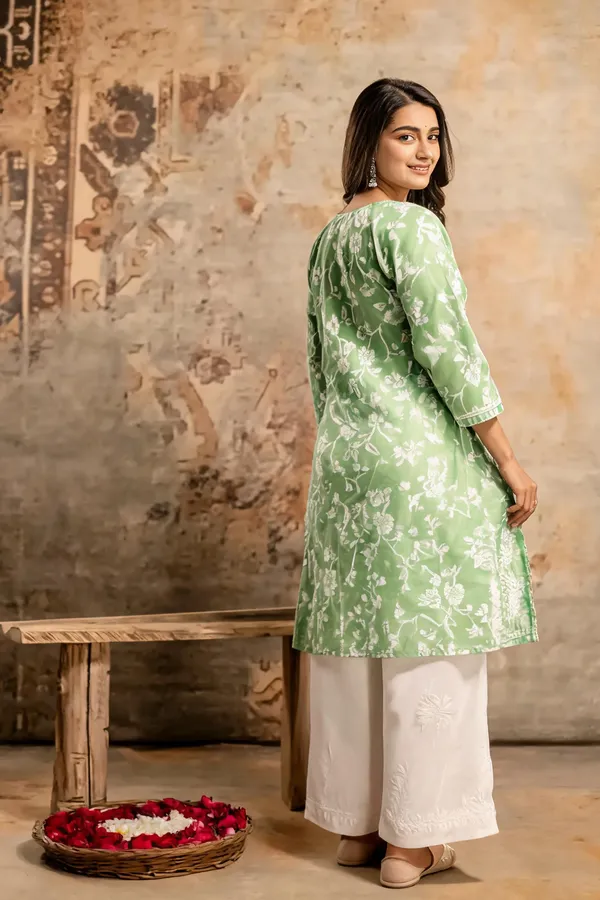 Green_Cotton_Kurta_Set_For_Women