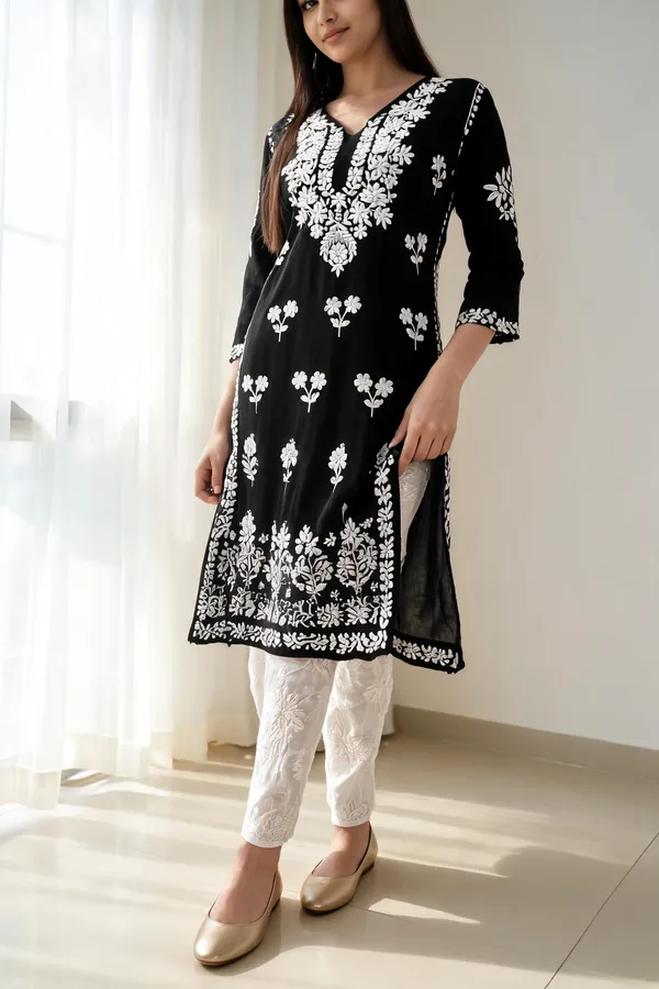 Black_Cotton_Kurta_Set_For_Women