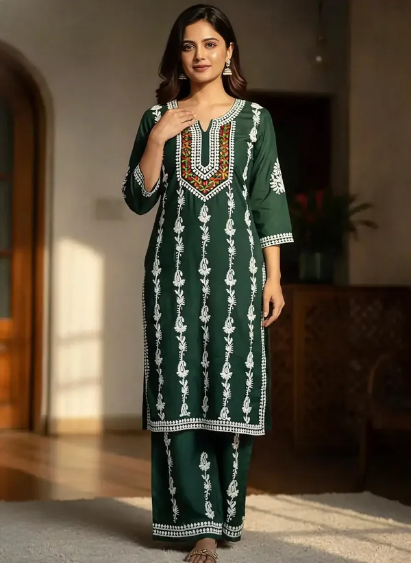Green_Cotton_Palazzo_Kurta_Set_For_Women