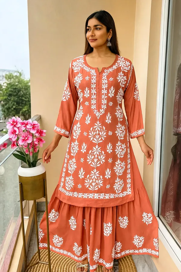 Orange_Cotton_Kurta_Set_For_Women