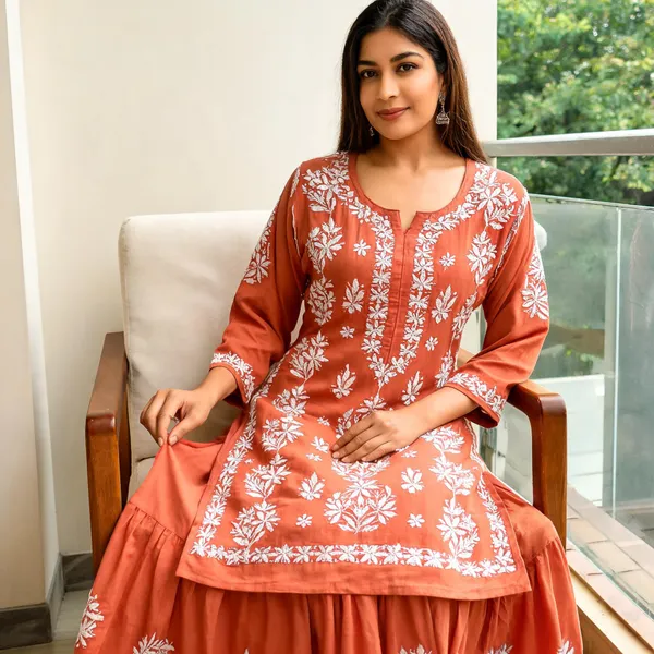 Orange_Cotton_Kurta_Set_For_Women