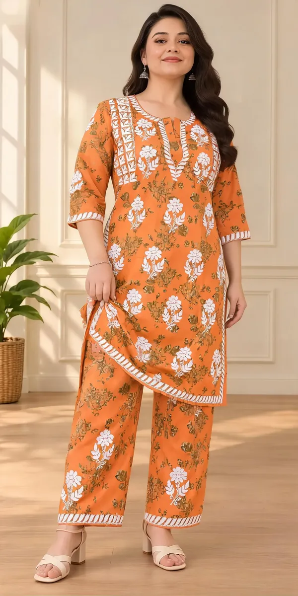 Orange_Cotton_Palazzo_Suit_Set_For_Women