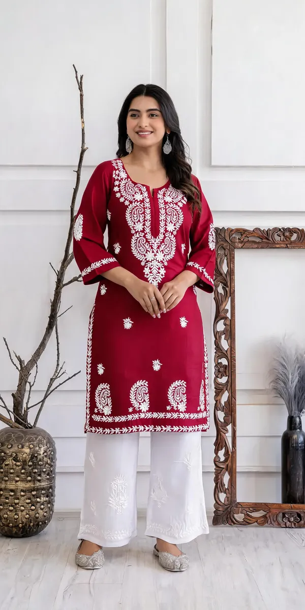 Maroon_Cotton_Kurta_Set_For_Women