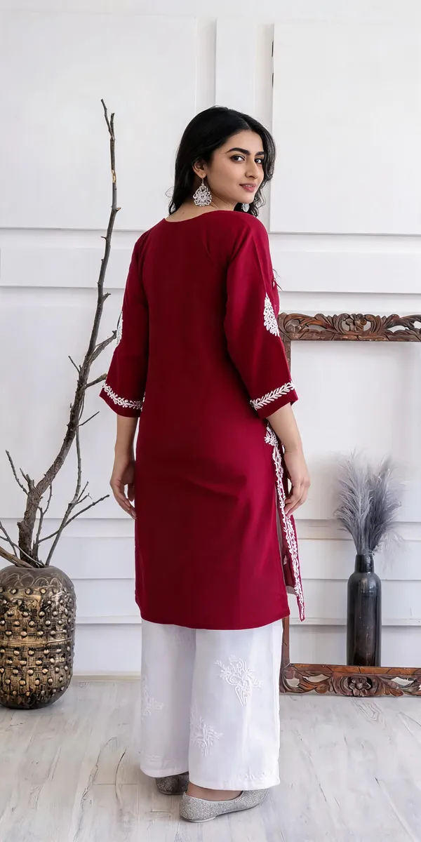 Maroon_Cotton_Kurta_Set_For_Women