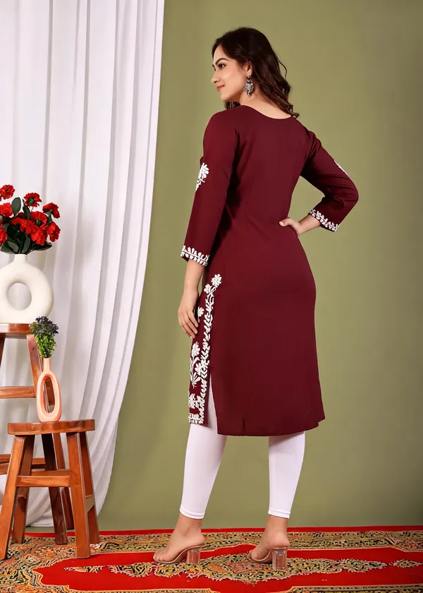 Wine_Cotton_Kurta_Set_For_Women