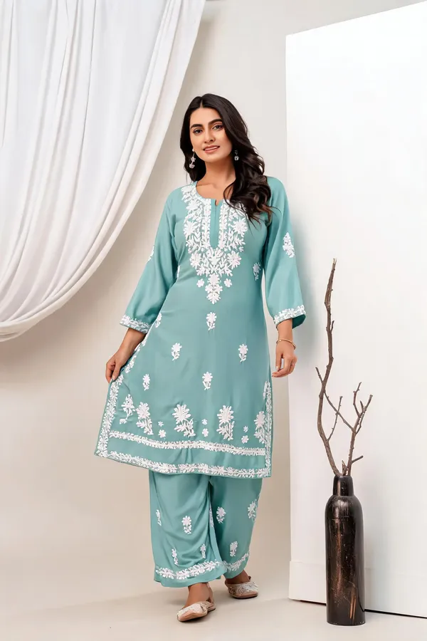 Green_Cotton_Kurta_Set_For_Women