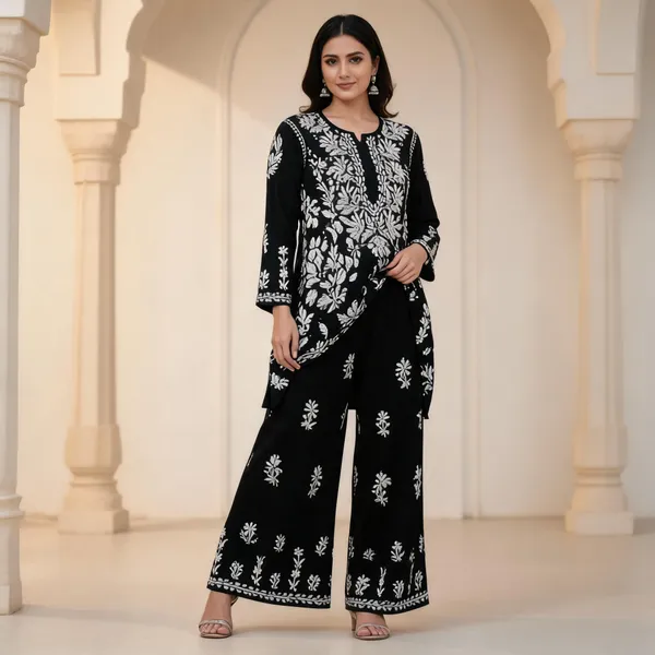 Black_Cotton_Palazzo_Kurta_Set_For_Women