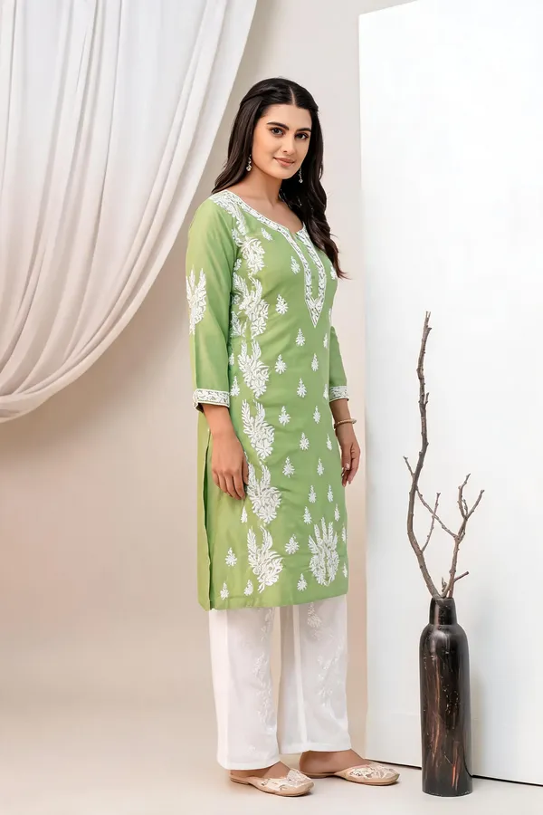 Green_Cotton_Kurta_Set_For_Women