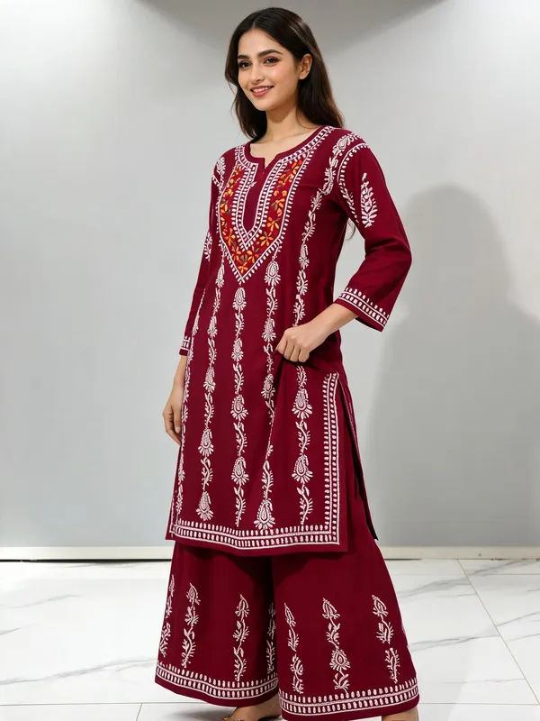 Maroon_Cotton_Palazzo_Suit_Set_For_Women