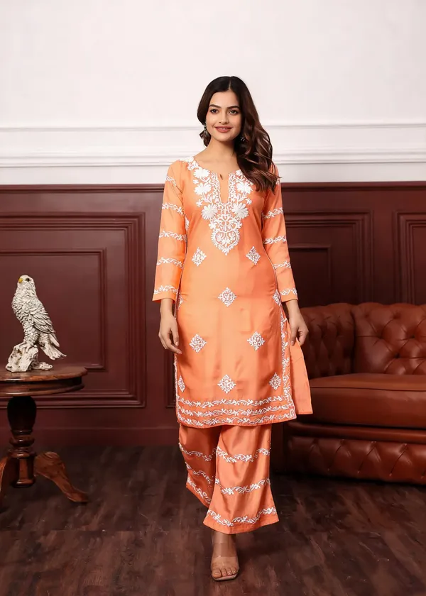 Peach_Cotton_Palazzo_Kurta_Set_For_Women