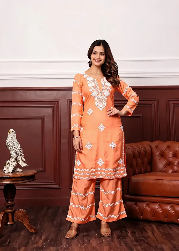 Peach_Cotton_Palazzo_Kurta_Set_For_Women