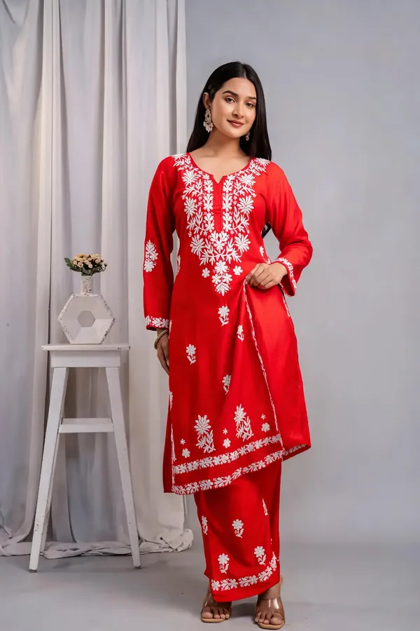 Red_Cotton_Palazzo_Kurta_Set_For_Women