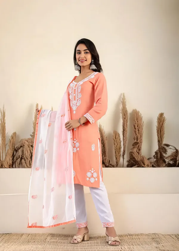 Peach_Cotton_Kurta_Set_For_Women