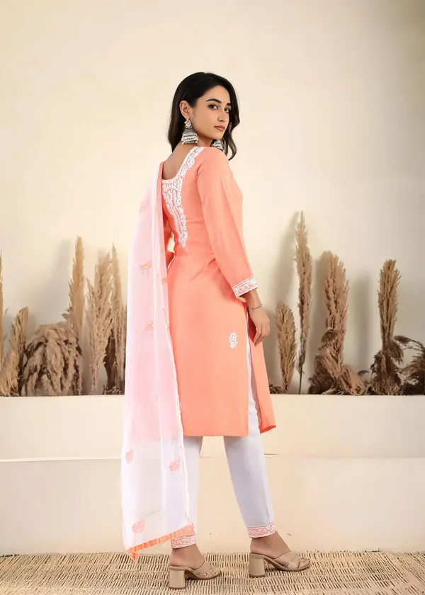 Peach_Cotton_Kurta_Set_For_Women