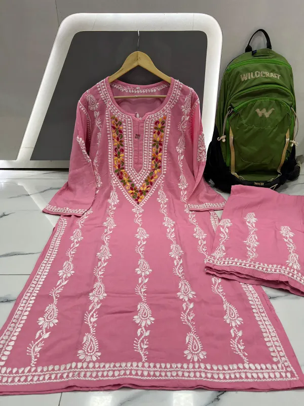 Pink_Royal_Multi_Thread_Chikankari_Kurti_Plazzo_Set