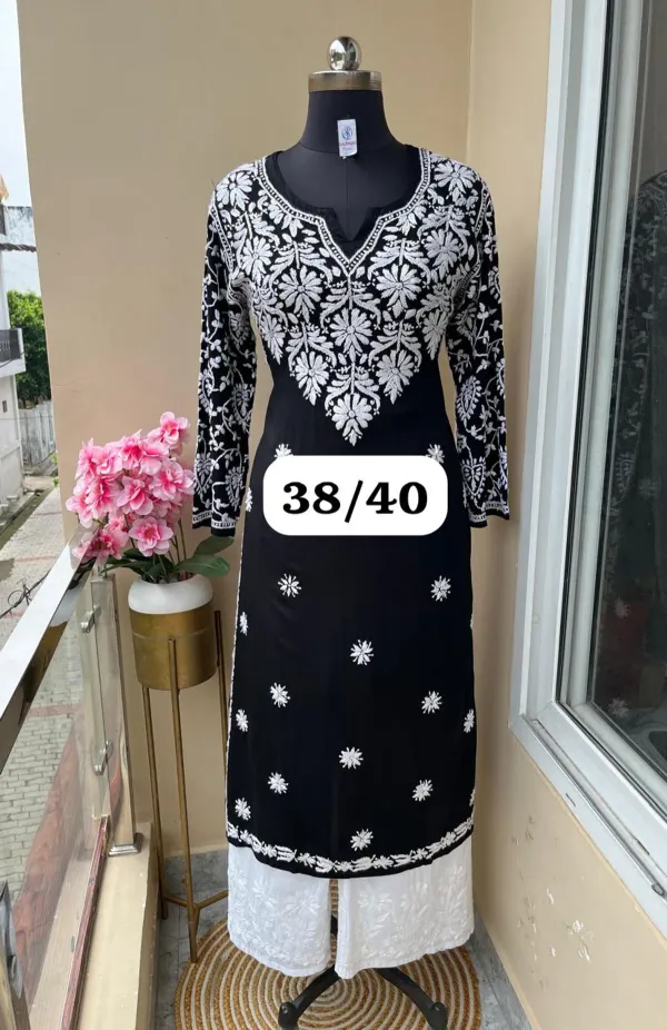 Black_Chikankari_Work_Cotton_Thread_Rayon_Palazo_Kurtis