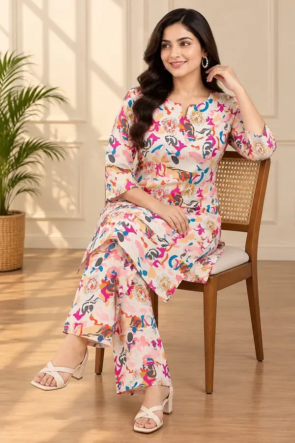 Multicolor_Rayon_Printed_Kurta_Sets