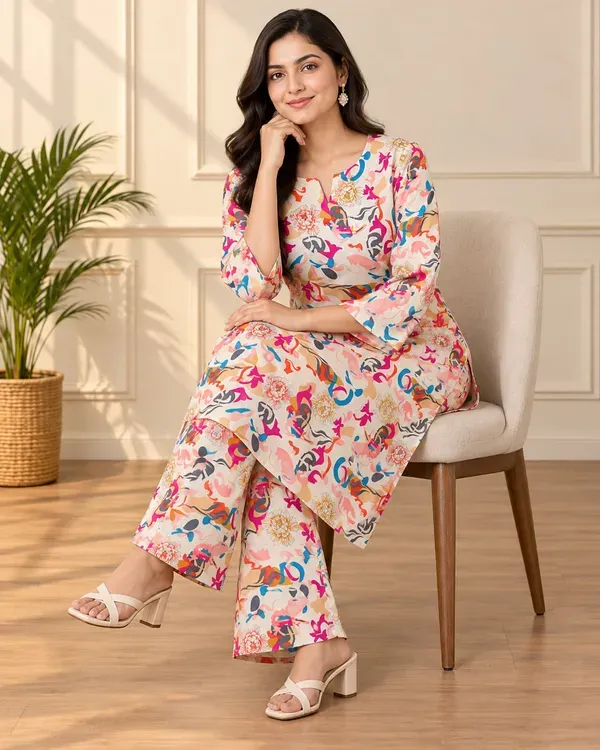Multicolor_Rayon_Printed_Kurta_Sets
