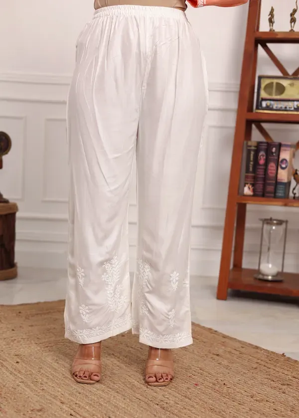 Baby_Pink_Chikan_Kurta_For_Women_Rayon_Straight_Chikankari_Kurti_And_White_Plazo_Set