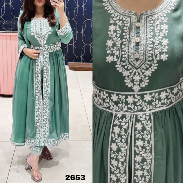 Rama_Green_Rayon_Palazzo_Suit_With_Gown_Indo_Western_Dress