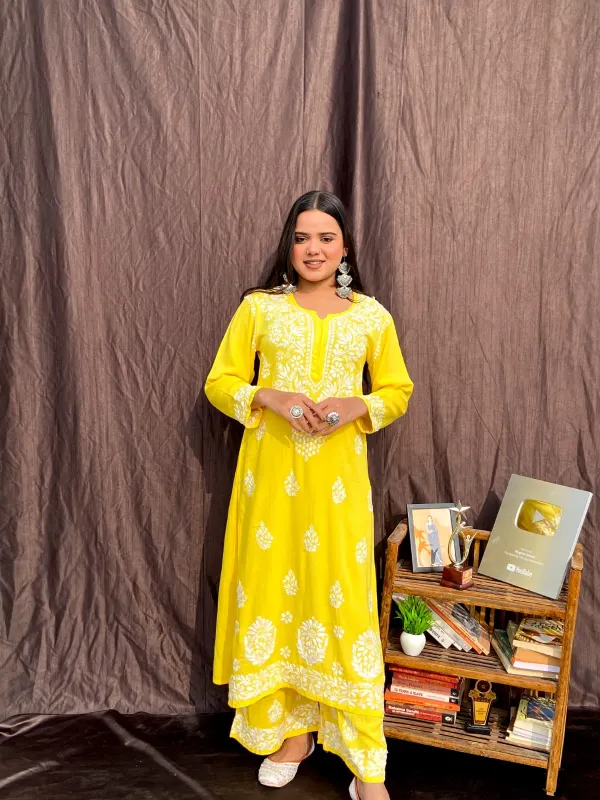 Lemon_Chikankari_Straight_Kurta_Palazzo_Set_Readymade_For_Women