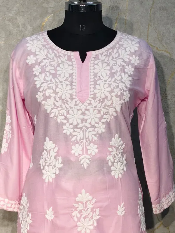 Baby_Pink_Cotton_Chikankari_Kurta_With_Palazzo_For_Women