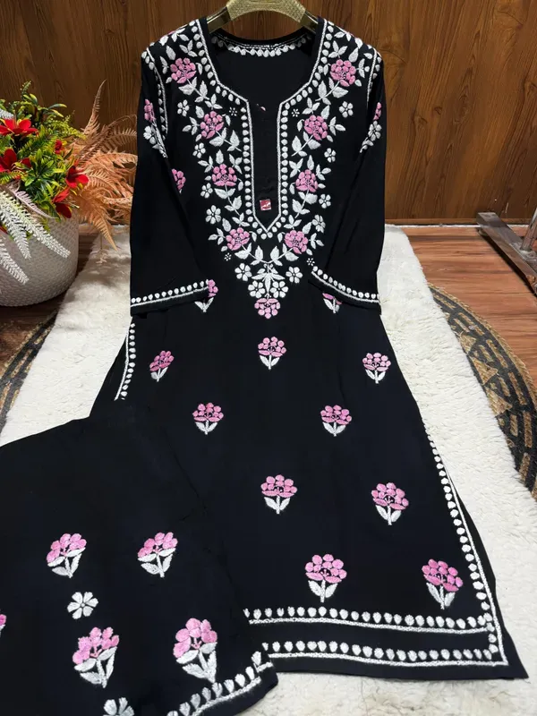 Black_Pink_Chikankari_Beautiful_Affordable_Dual_Thread_Color_Rayon_Plazzo_S