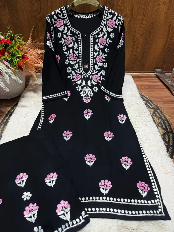 Black_Pink_Chikankari_Beautiful_Affordable_Dual_Thread_Color_Rayon_Plazzo_S