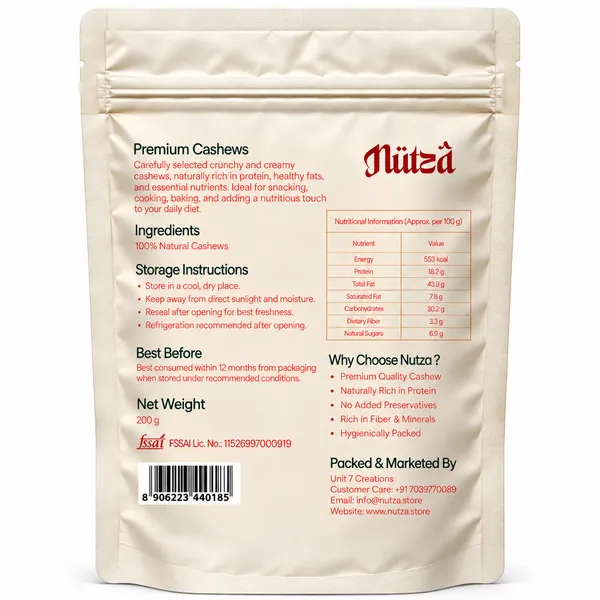 NUTZA_Premium_Cashew_Nuts_200g_Rich_in_Protein_&_Copper_|_Dry_Fruits
