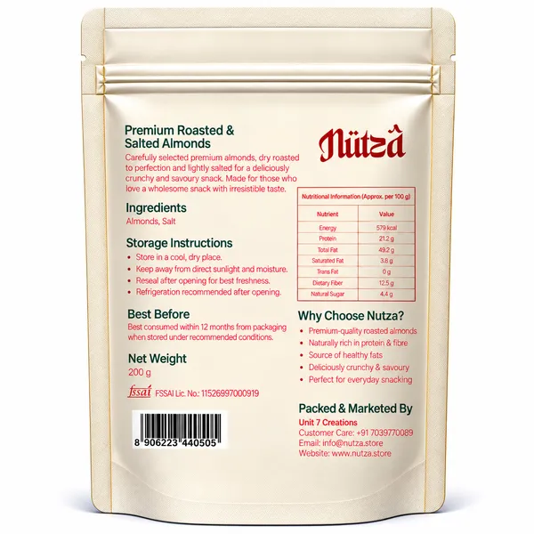 NUTZA_Roasted_Salted_Almonds_200g_|_Rich_in_Protein_&_Fiber_|_Dry_Fruit