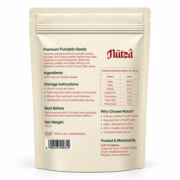 NUTZA_Pumpkin_Seeds_500g_|_Rich_in_Zinc,_Mg_&_Protein_|_Everyday_Snack