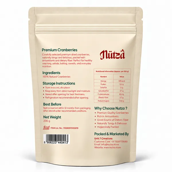NUTZA_Premium_Dried_Cranberry_200g_|_Rich_in_Vit_C_&_Fibre_|_Daily_Snack