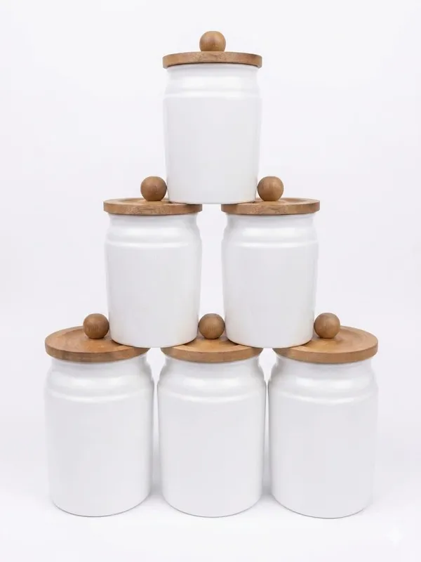 Aan_Decor_Metal_Storage_Jar_With_Wooden_Lid_&_Wood_Pack_Of_6