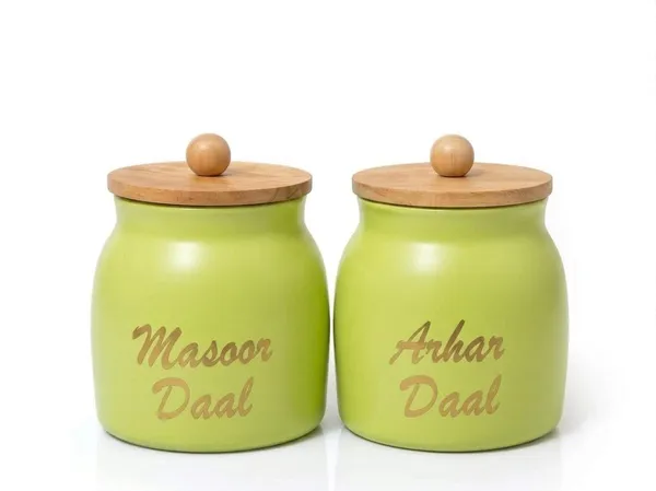Aan_Decor_Daal_Storage_Container_Metal_With_Airtight_Wooden_Lid_Pack_Of_2