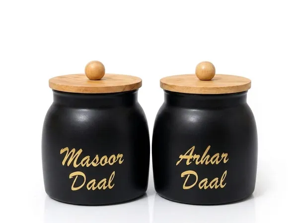 Aan_Decor_Daal_Storage_Container_Metal_With_Airtight_Wooden_Lid_Pack_Of_2